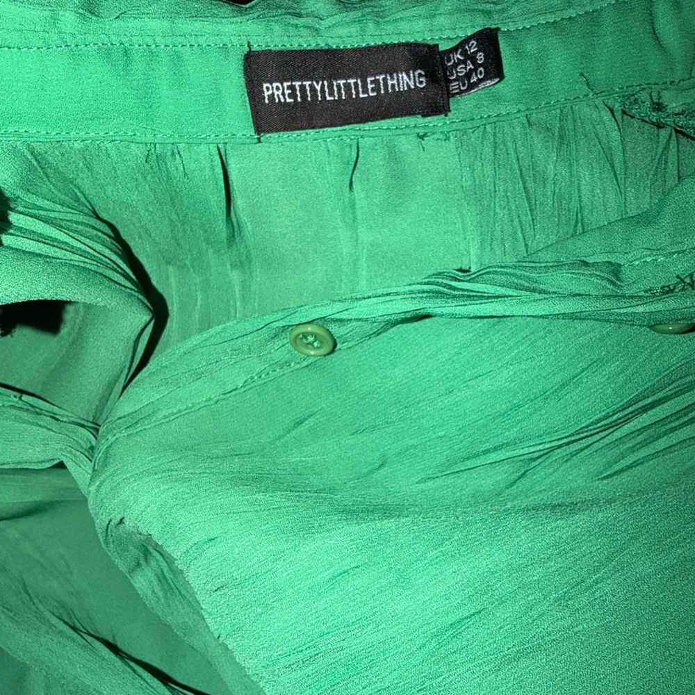 PrettyLittleThing Mint Ruched Button-Down Blouse - Picture 5 of 5